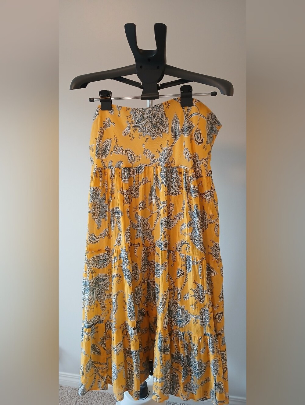 Chaps Yellow Paisley Tiered Skirt XL